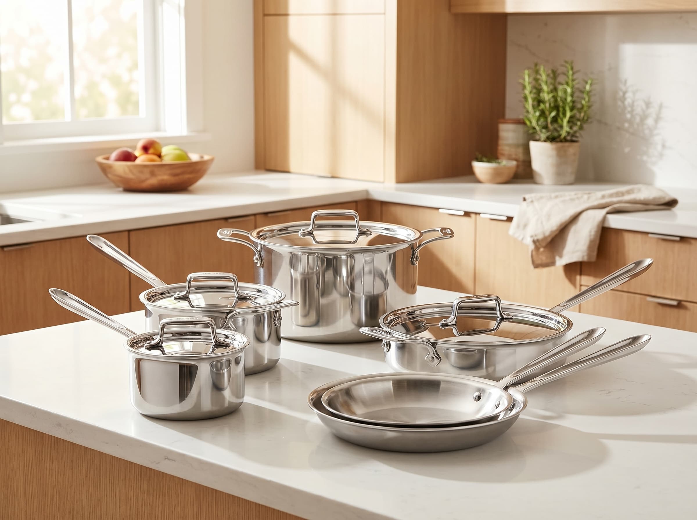 All-Clad Essentials Stainless Steel 10-Piece Cookware Set